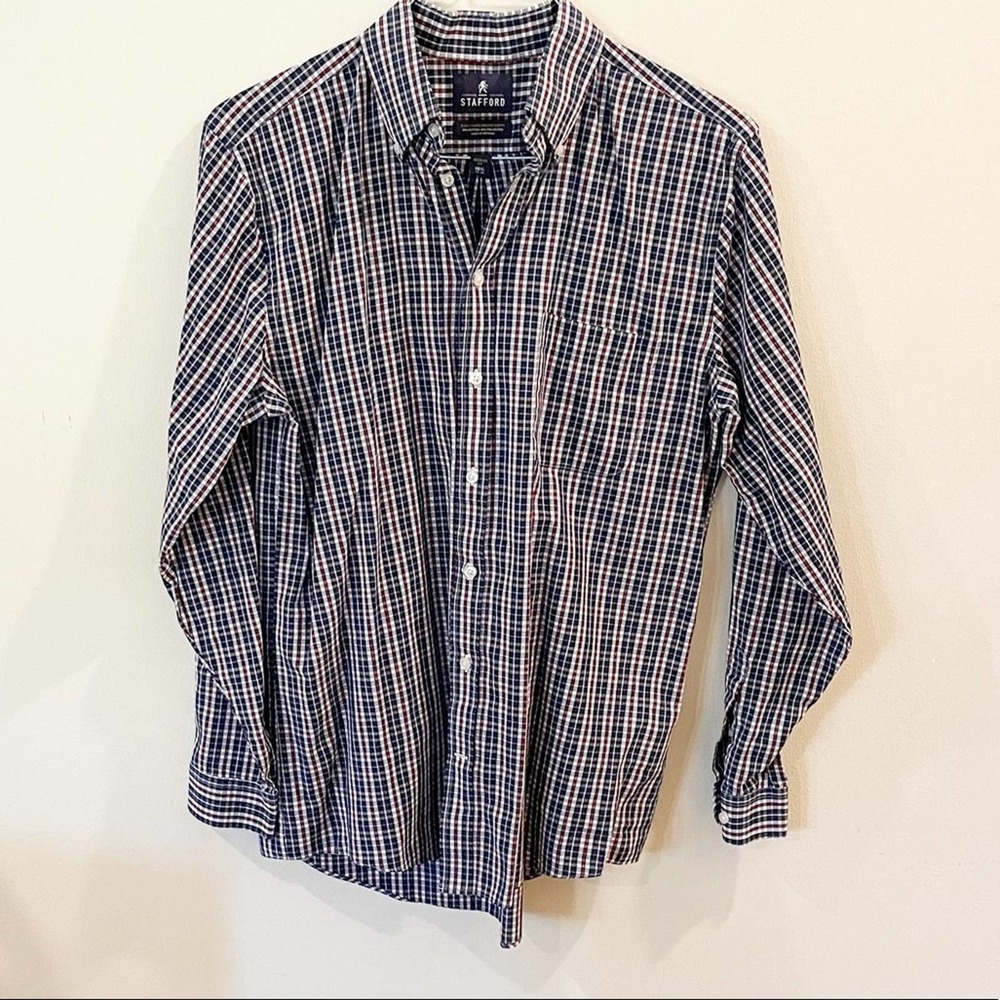Stafford Plaid Button Down Long Sleeve Shirt M - Picture 7 of 7